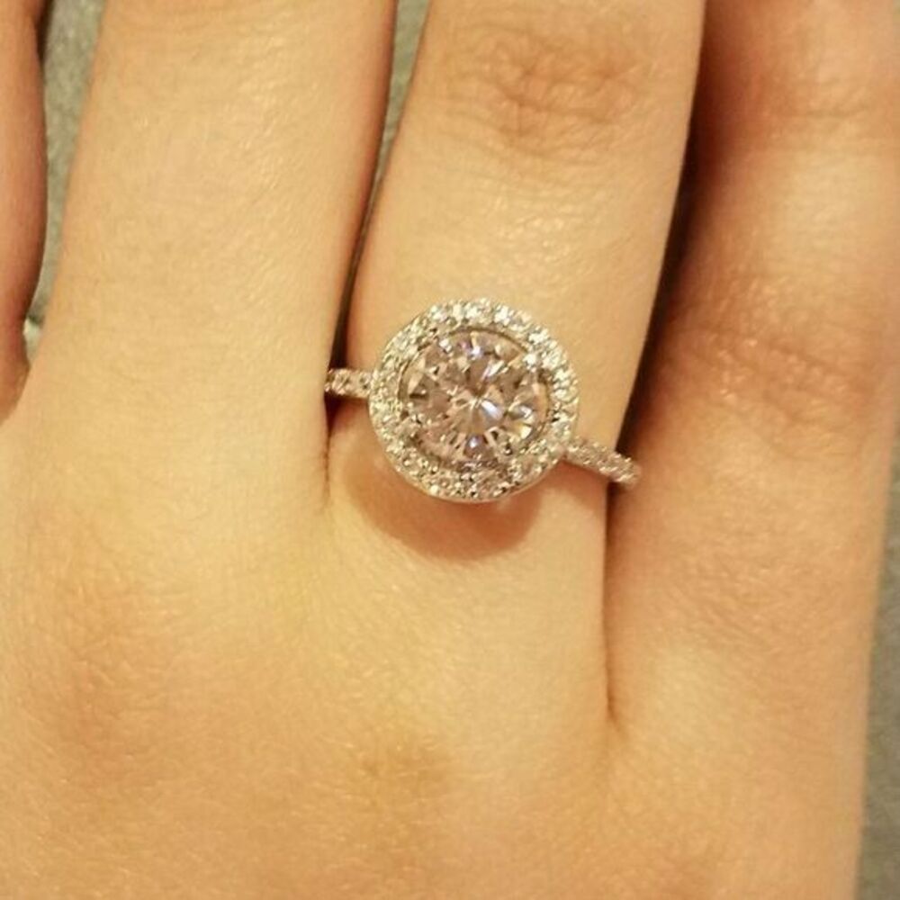 Real 925 sterling silver engagement promise ring